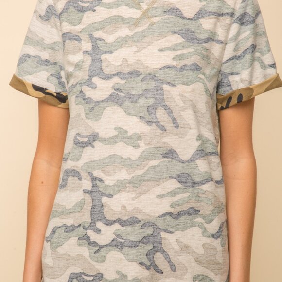 HEM & THREAD Misty Camo Crew Neck Tee | Soft Brushed Cotton Camo T-Shirt - Picture 8 of 8